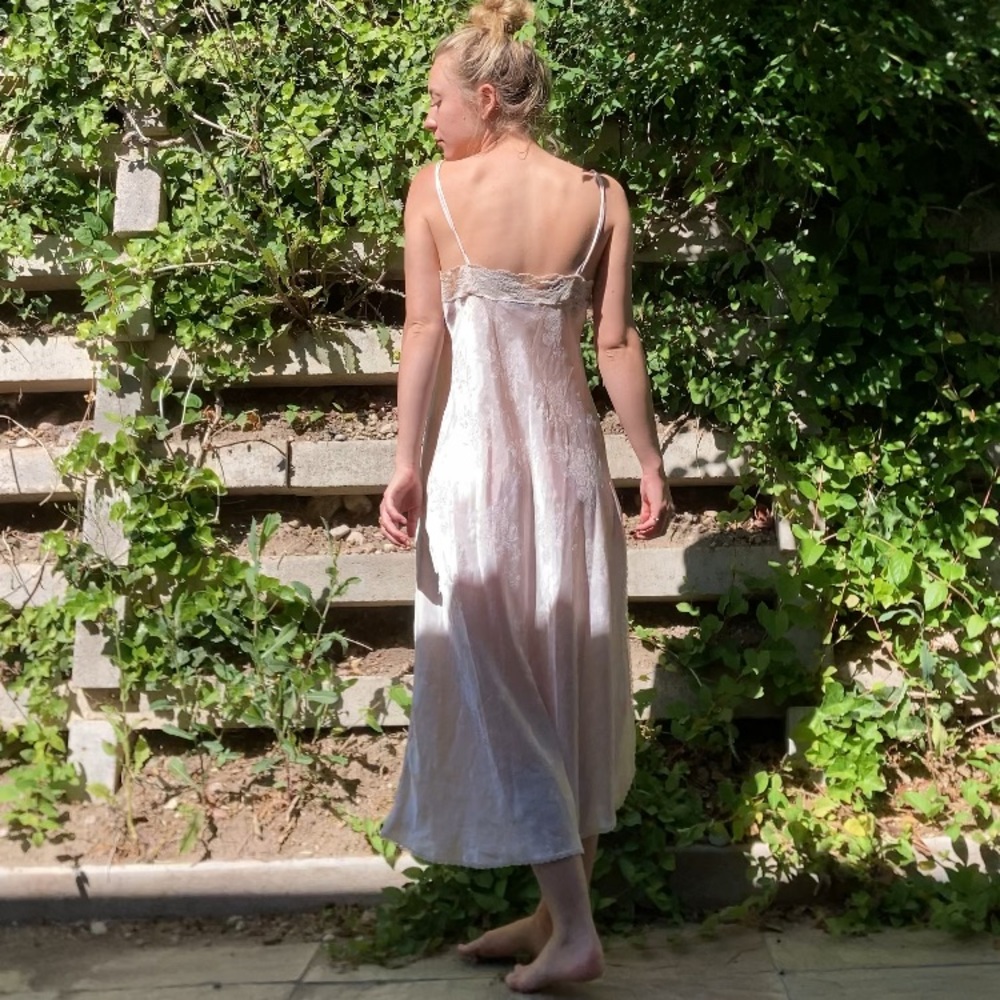 Christian Dior slip dress light pink high slit Union made medium 1960’s vintage